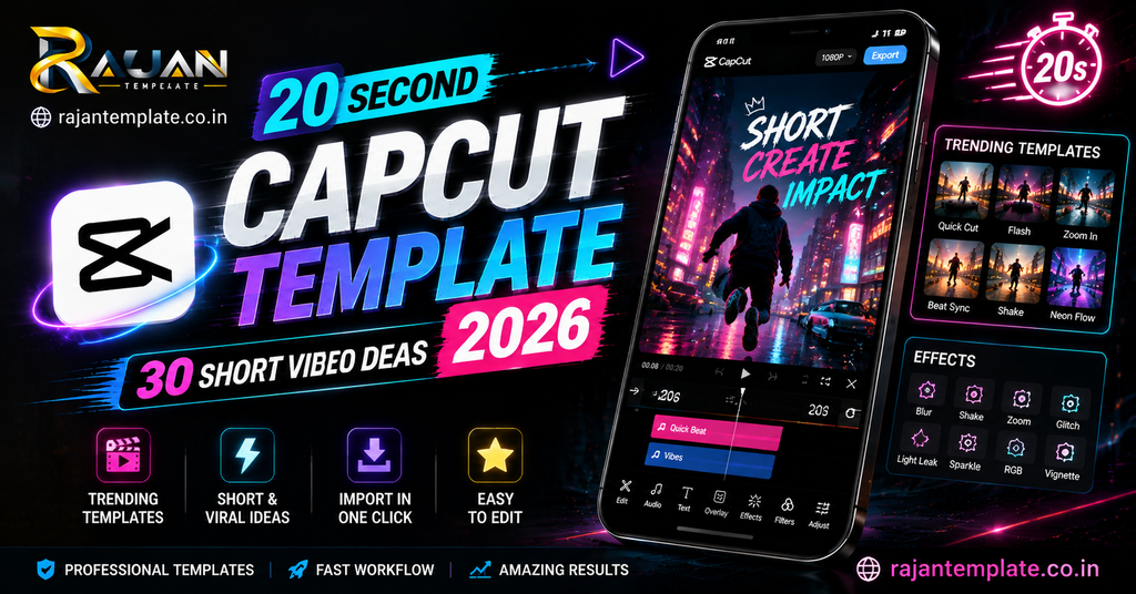 20 Second CapCut Template 2026 30 Short Video Ideas