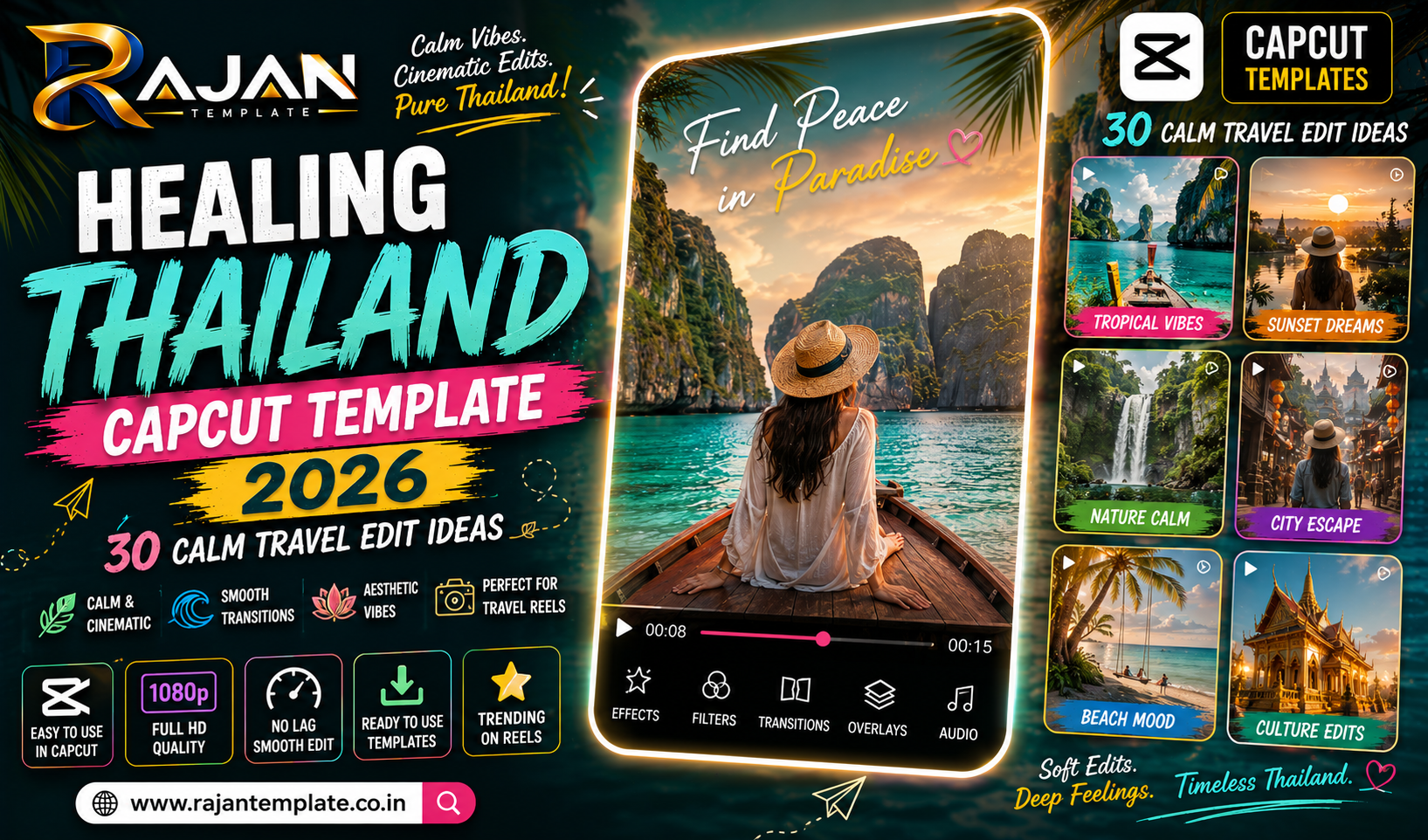 Healing Thailand CapCut Template 2026: 30 Calm Travel Edit Ideas