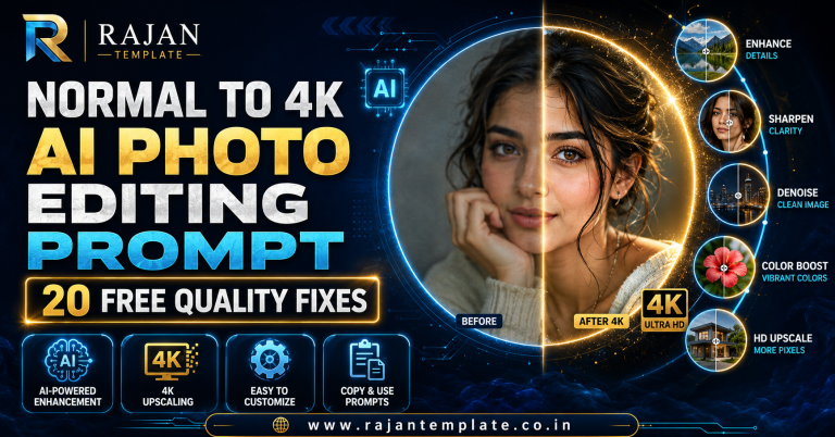 Normal to 4K AI Photo Editing Prompt 20 Free Quality Fixes