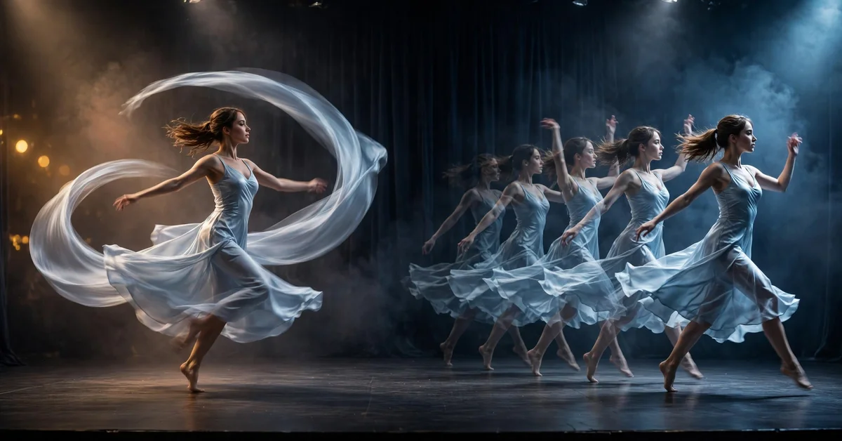 Dancer spin shown with smooth motion trails beside a choppy stuttered version to compare frame rates